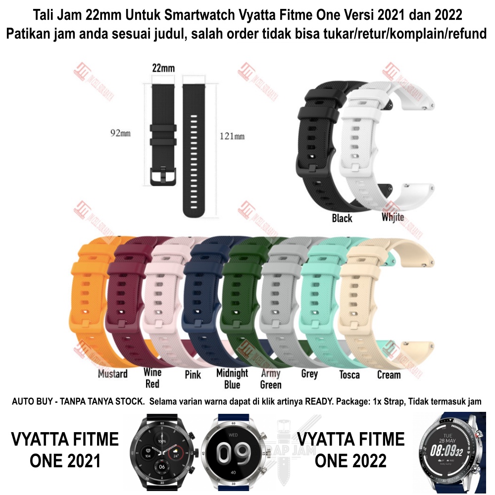 Tali Jam 22mm Watch Strap Vyatta Fitme One 2021 2022 - OYE Rubber Silikon Warna Warni