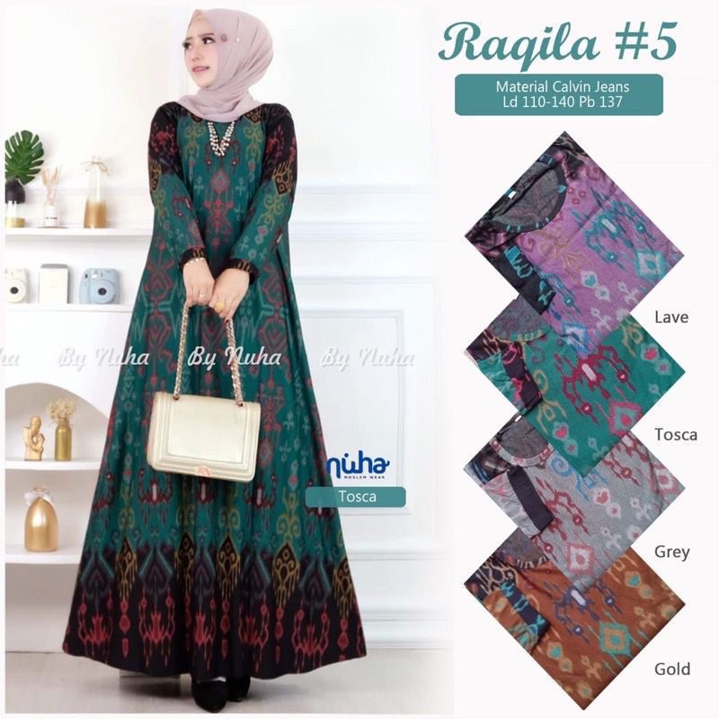 Raqila 5 - Gamis Calvin Jeans Terbaru LD110+ Jumbo / 023-6988