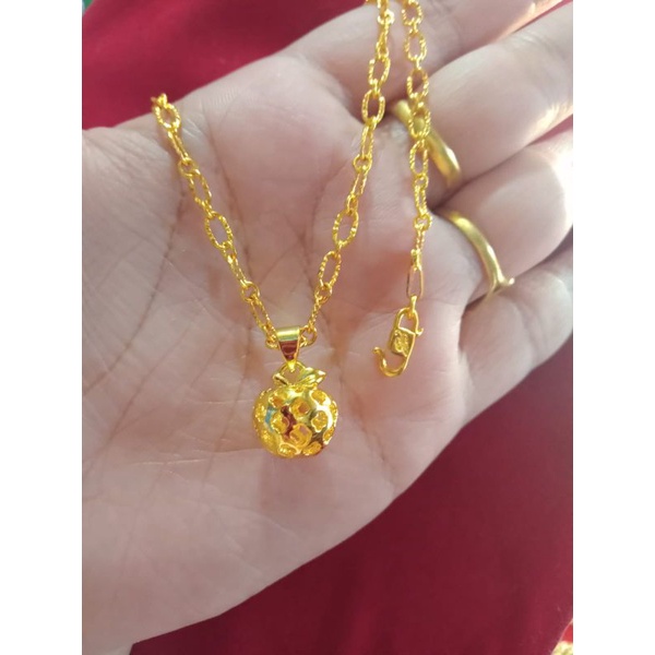 kalung pecah kopi apel lapis emas 24 k