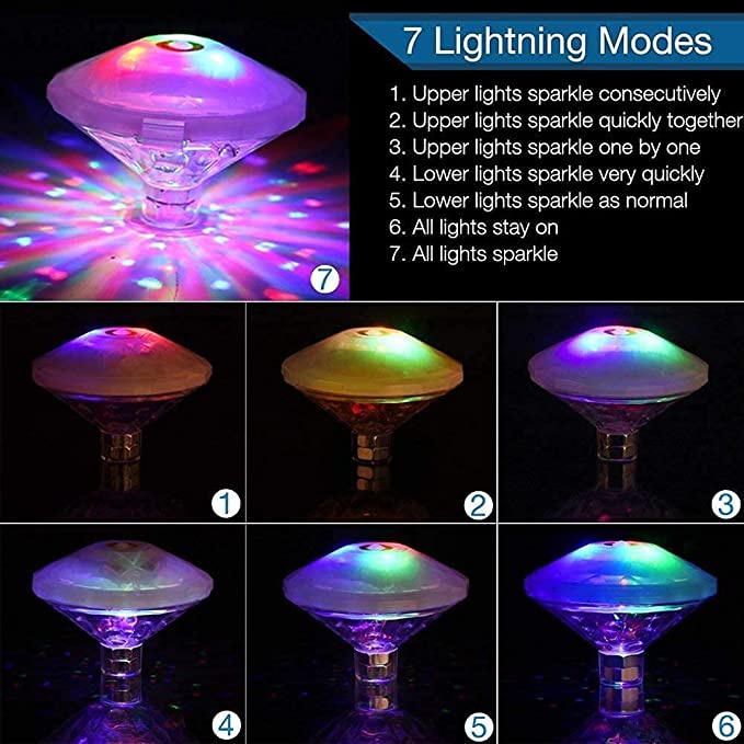 Floating Underwater Light RGB Submersible Battery Powered LED Disco Light Glow Show Swimming Pool Party Spa Baby Bath Light