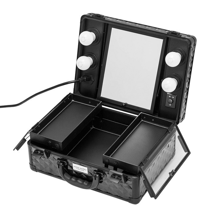 SONIA MILLER BEAUTY MAKEUP CASE KOPER COSMETIC BOX LAMPU 4 LED BLACK D