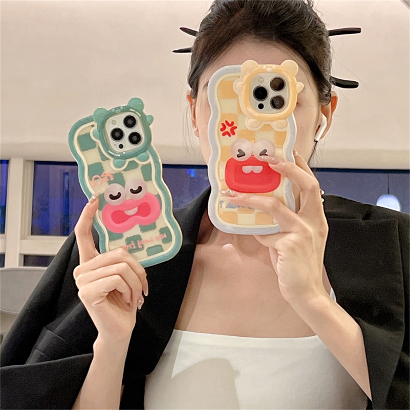 Soft Case Bumper Pelindung Shockproof Motif Kartun Emoji Monster Kecil Untuk iPhone 14 13 12 11 Pro Max X Xr Xs Max 7 8 6 6s Plus SE 2020