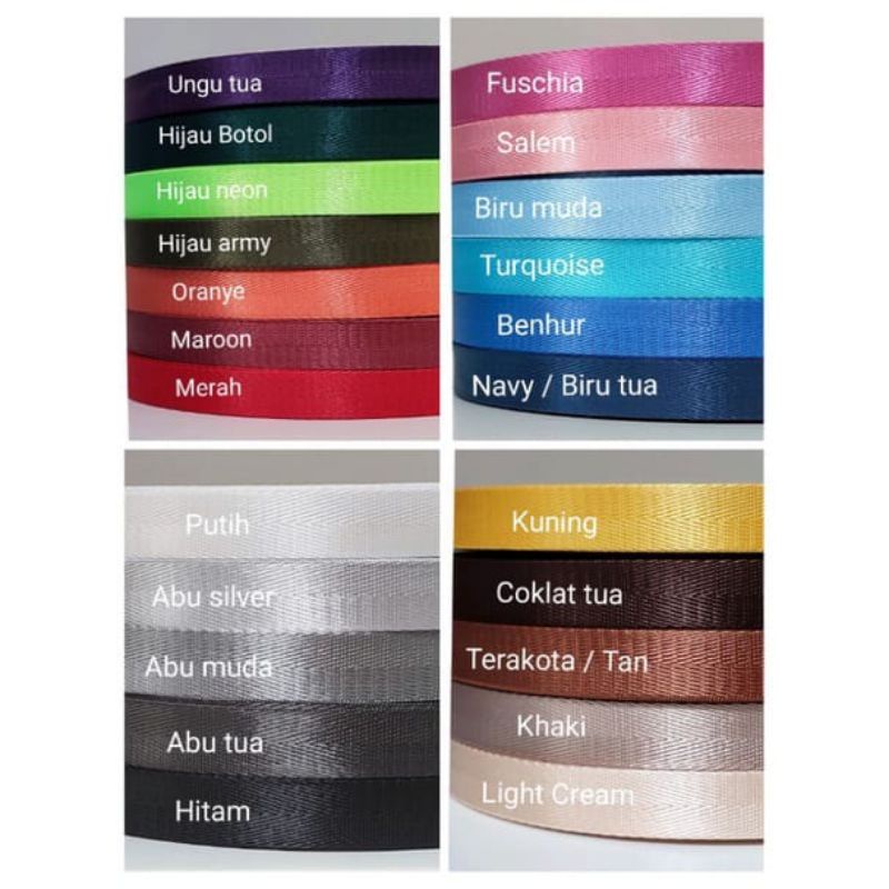 Webbing 3.8 cm Nylon Herringbone ketebalan 0.9-1mm (meteran)