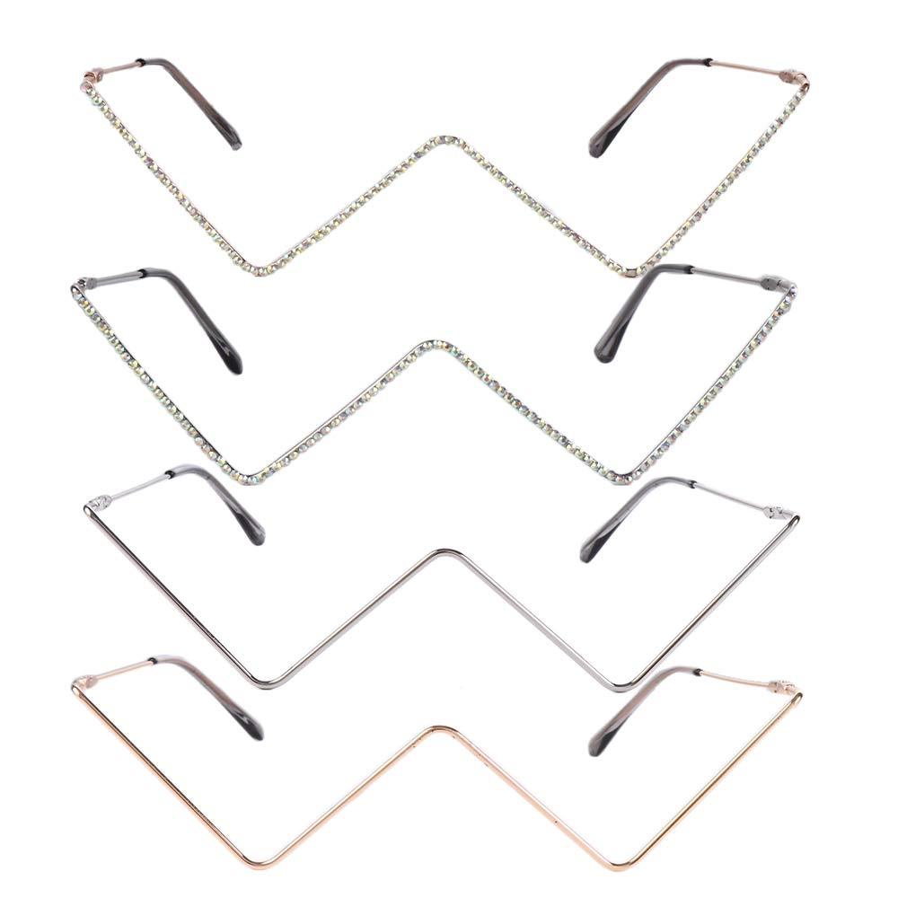 Agustina Rhinestones Kacamata Bingkai Silver Hias Logam Berlian Imitasi Dekorasi Kacamata Untuk Wanita Glasses Frame