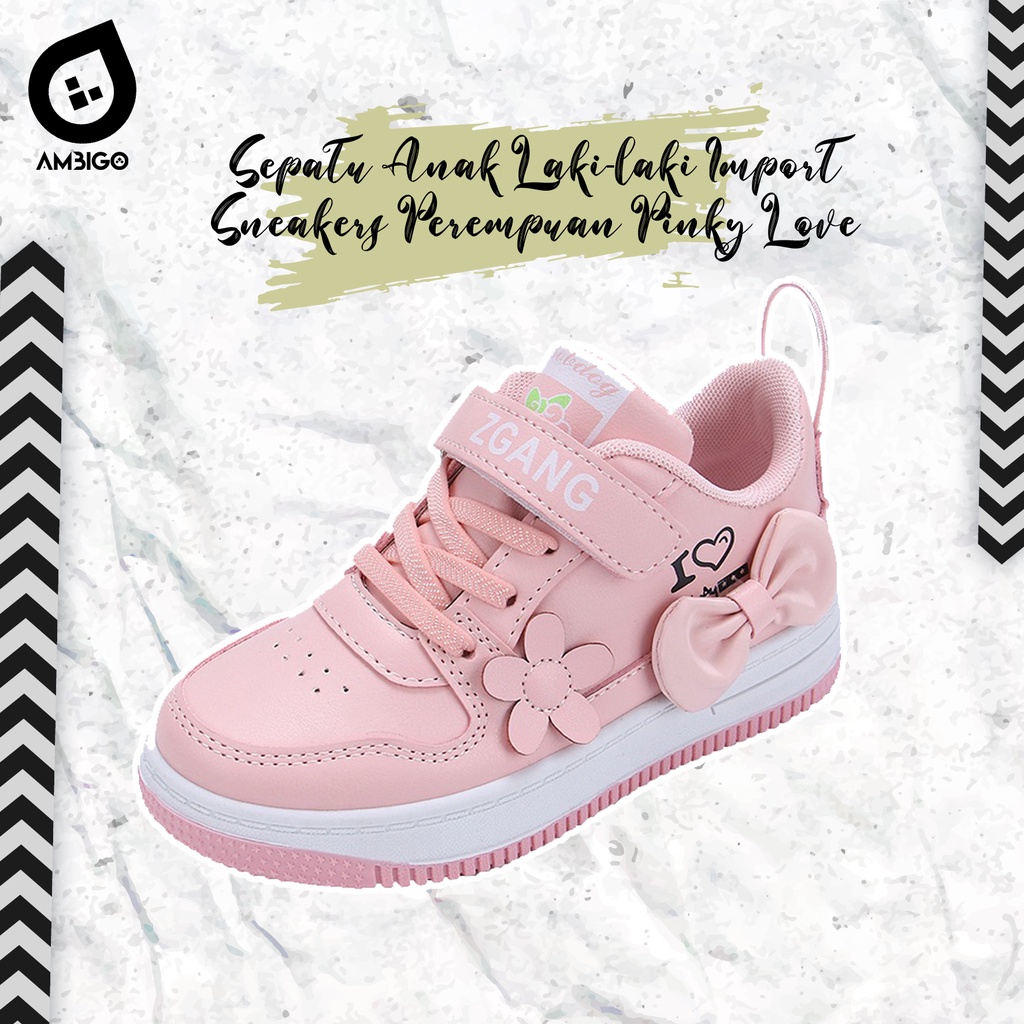 Sepatu Anak Perempuan ASTER MOTIF PINKY LOVE 039 Shoes - Sepatu Sport Anak Casual Import