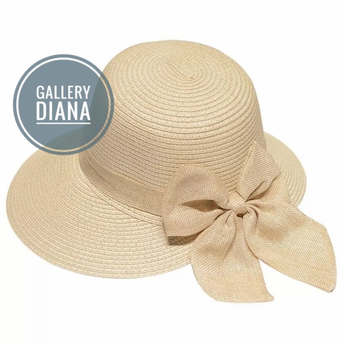topi Pantai Anti uv Lebar Fashion Wanita Korea korea - Cream F8C1 COD BEST SELLER topi cewe TERMURAH