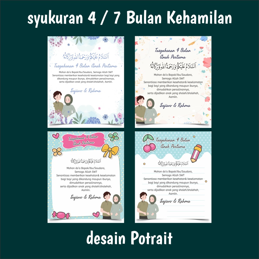 KARTU TASYAKURAN KEHAMILAN / STIKER / LABEL UNTUK SYUKURAN 4 bulan / 7 BULANAN KEHAMILAN