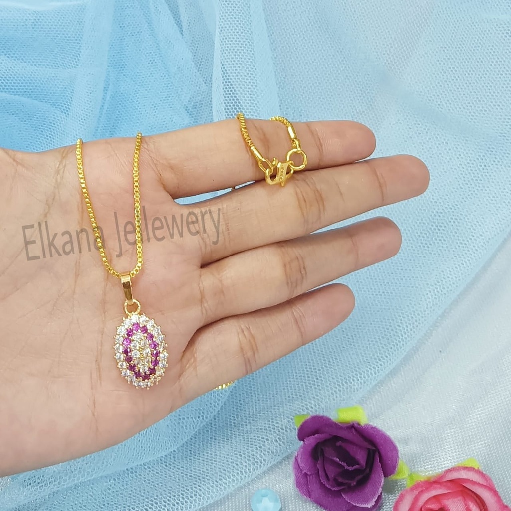 SET DEWASA GLEKSIBEL DIAMOND BUNGA MERAH Perhiasan super berkelas fashion korea anti karat dan anti luntur