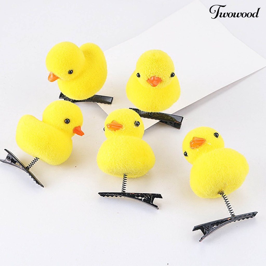 5pcs Jepit Rambut Bentuk Bebek Kuning Anti slip Untuk Anak Perempuan