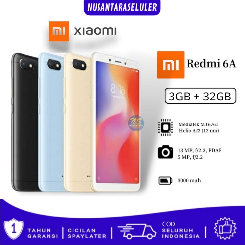 [BARU] Xiaomi Redmi 6A Ram 3GB Internal 32GB Redminote 6a 3/32GB | HP Xiaomi 4G LTE Snapdragon