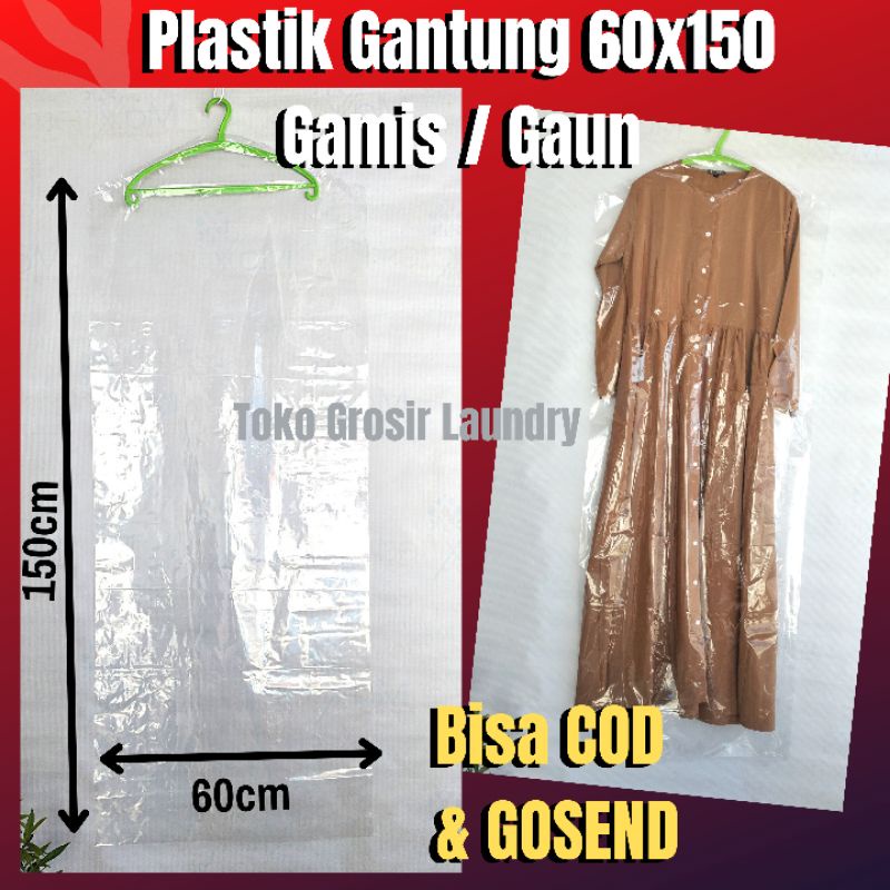 Plastik Baju Gantung Gamis Isi 50 Uk 60x150 Untuk Laundry Gaun Panjang Dress Satuan