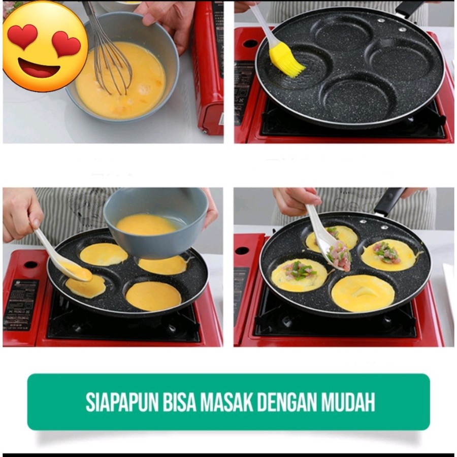 Teflon Penggoreng Telur/Wajan Cetakan Telur/kue 4 Lubang