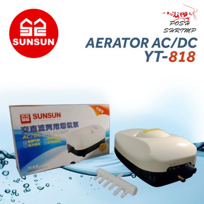 Aerator Sunsun Yt 818 Aerator Acdc Airpump Ac Dc Pompa Udara Kolam