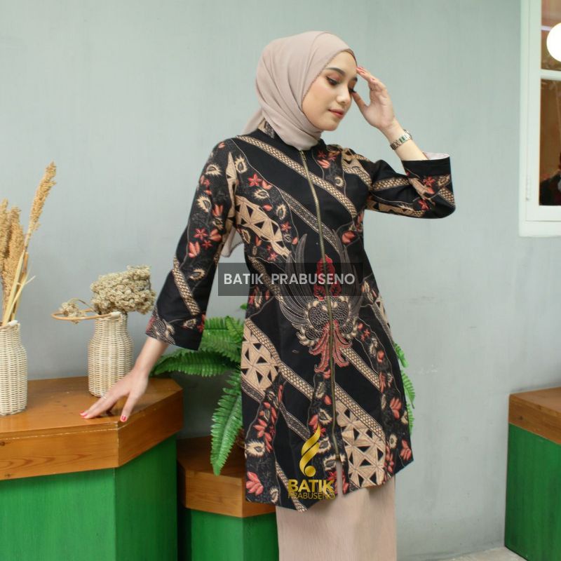 Cendana Tunik Original Eksklusif Batik Wanita Prabuseno Bahan Katun Printing Premium Halus Adem Lapi