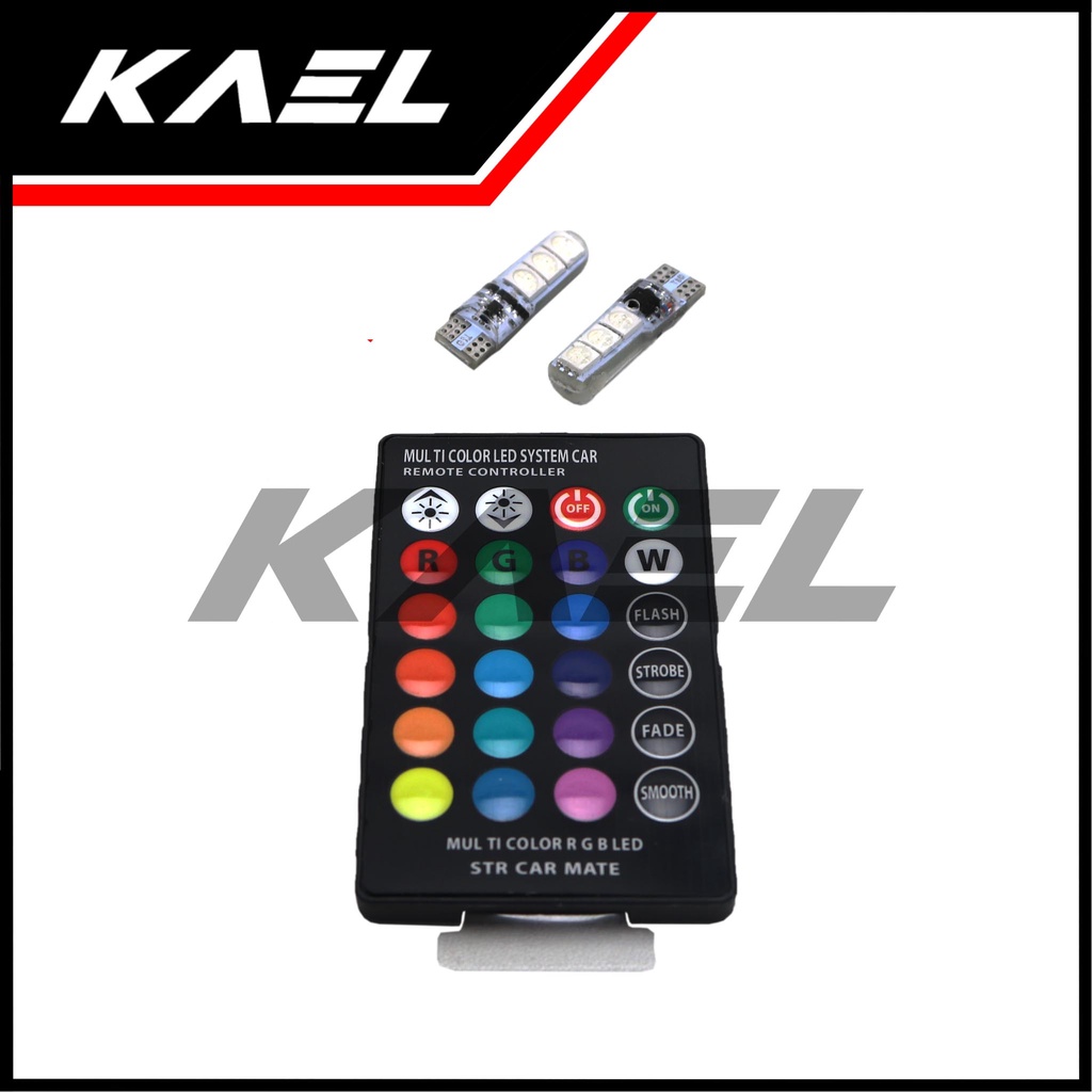 Lampu LED Jelly RGB T10 Remote Mobil-Motor 2 pcs 1 Set 16 Warna Remot Sein-Sen-Riting-Senja-Kota-dll Flash-Strobo-Diam-Smooth