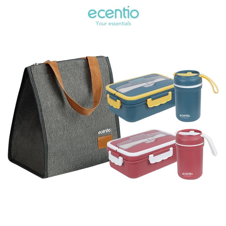 ECENTIO LUNCH BOX SET & TAS BEKAL & MANGKUK SUP SET/LUNCH BAG/PORTABEL KOTAK BEKAL/FREE SENDOK&SUMPI