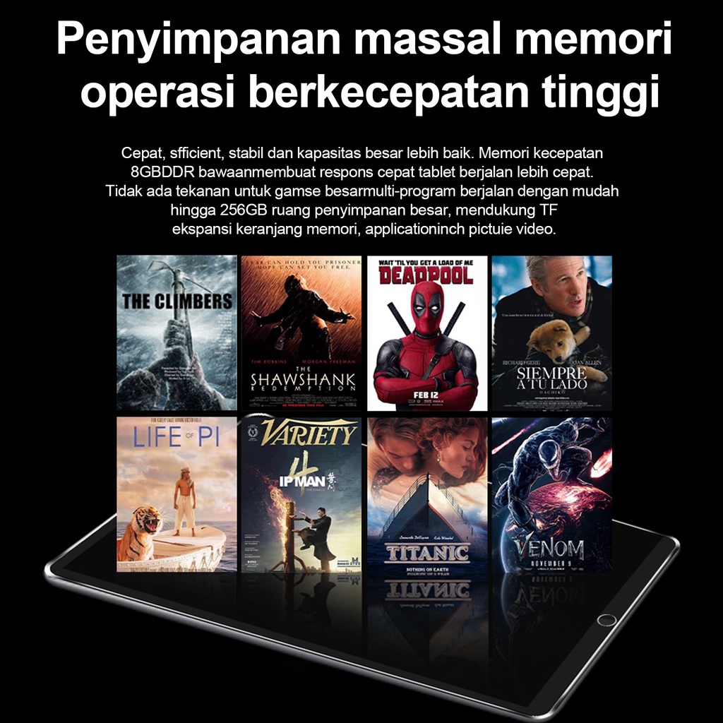 ?Pembayaran COD? tablet PC S11 5G Baru 12GB + 512GB Android 8.0 inci Tablet Layar Penuh 8000mAh P20 Layar HD 5GWifi Dual SIM Dual Standby iPad