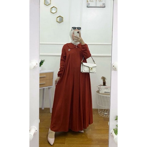 Felicia DressBahan Rayon Premium KahatexLD +- 110 cmPB +- 135 cmBusui & Wudhu friendlyAksen rempel y