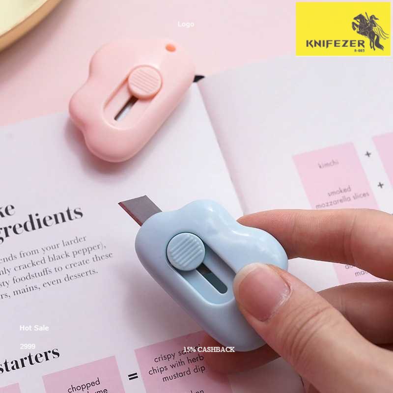 

[KNIFEZER] Pisau Cutter Mini Pemotong Kertas Desain Cloud - Pisau Mini Unboxing Paket