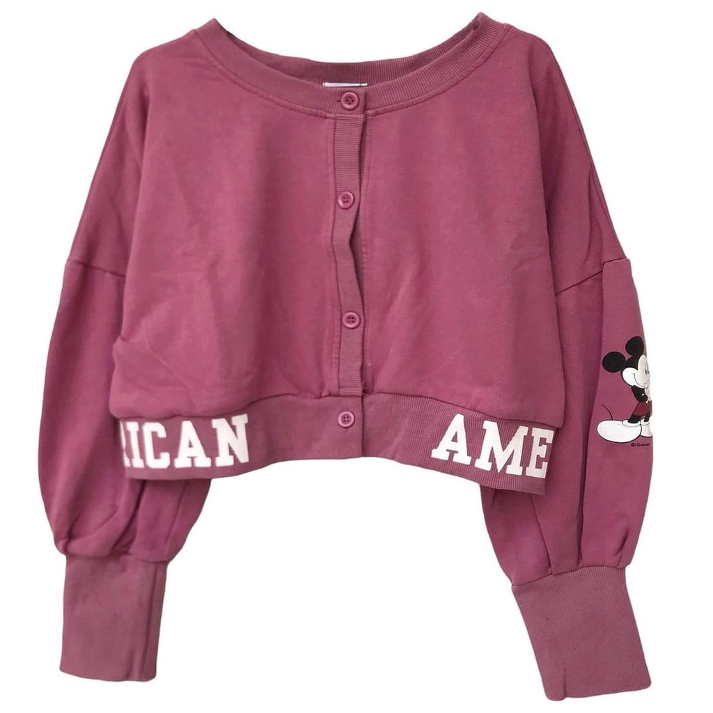 Sweater crope Wanita - AMERICAN MOUSE CARDIE outher sweater - cardigan outer sweater wanita terbaru