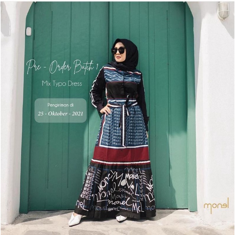 Mix Typo Dress Monel Original