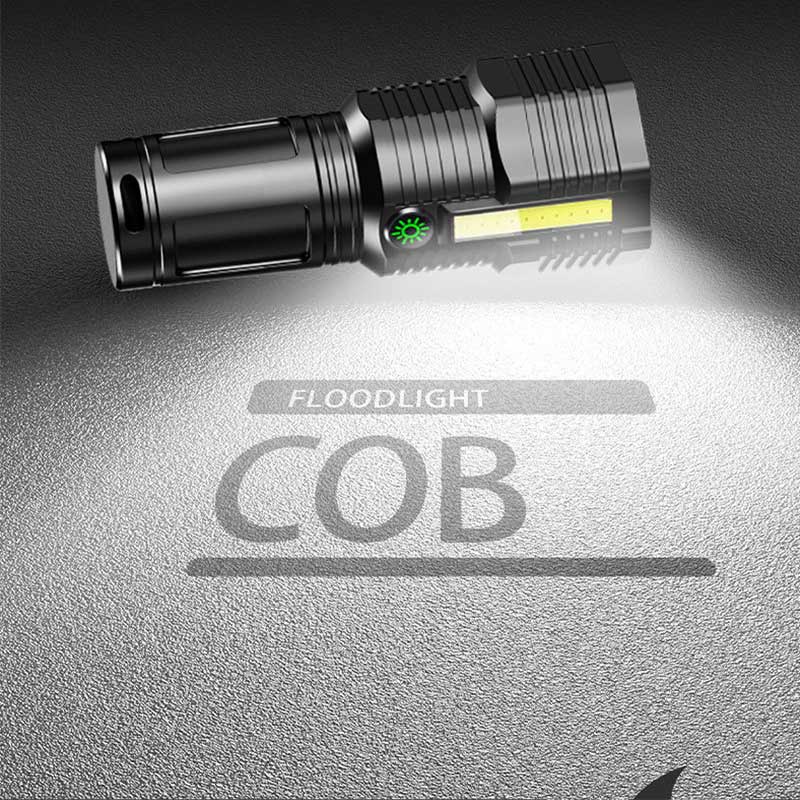 Flash Light Camping COB Durable Outdoors Waterproof High Power Travel USB Adjustable Multi-Mode 12 LED Flashlight Side Lamp Design Chargeable Round Emergency Light Bright