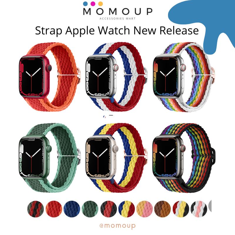 Strap Apple Watch Nilon Colors 7 SE 6 5 4 3 2 1 Series Tali Pengikat Apple Watch Nilon All Type Seri 7 SE 6 5 4 3 2 1 Nilon Strap Apple Watch