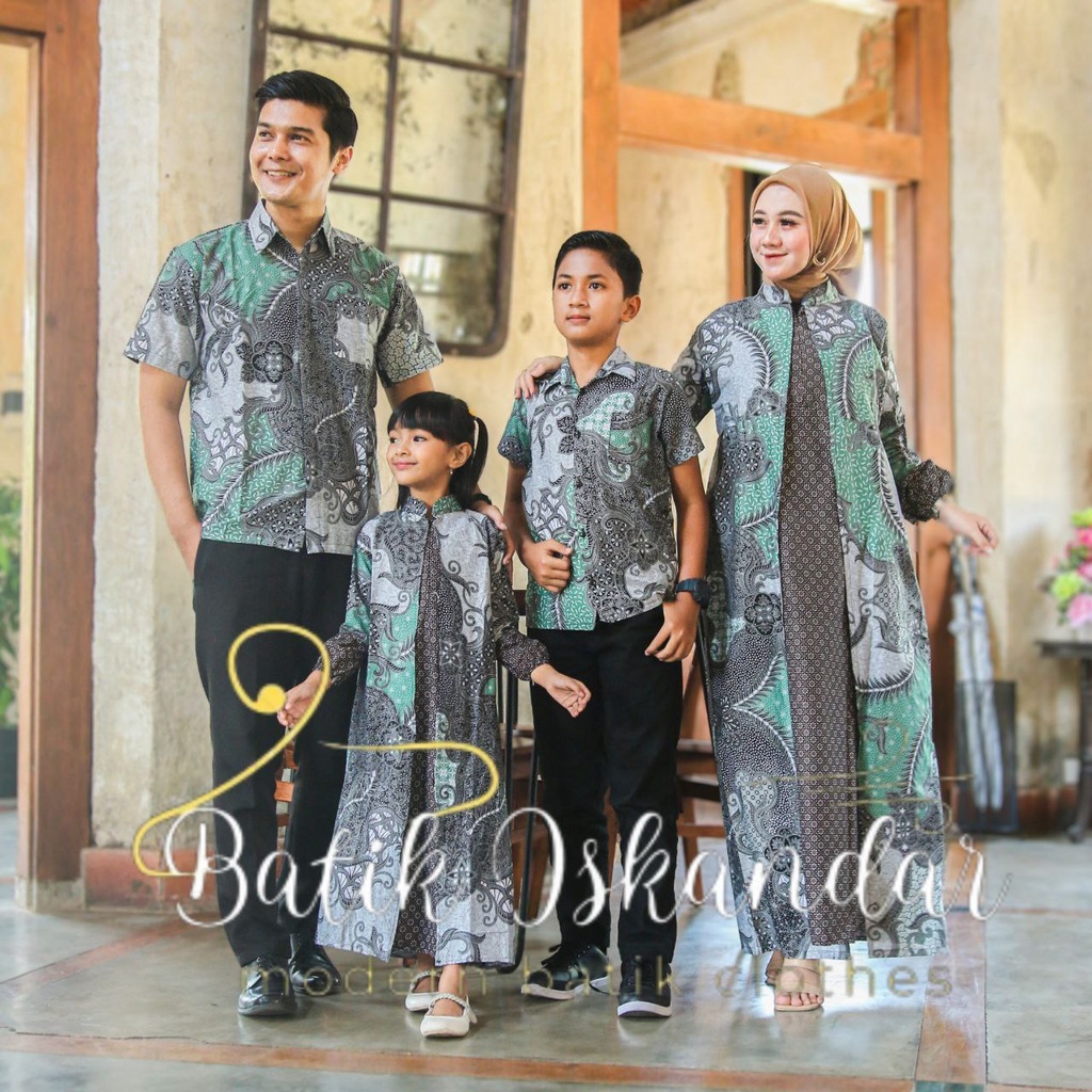 COUPEL GAMIS FAMILI Batik keluarga ,SARIMBIT IBU AYAH DAN ANAK