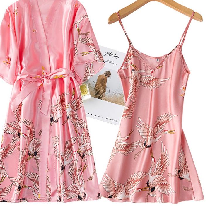 682WHF [COD] baju tidur kimono/baju tidur pengantin/kimono/kimono lingerie/baju tidur satin import/l