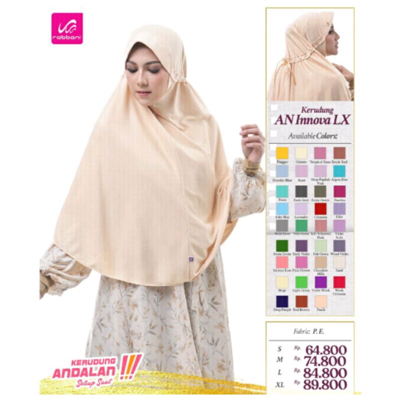 hijab Rabbani warna size M,L,xl