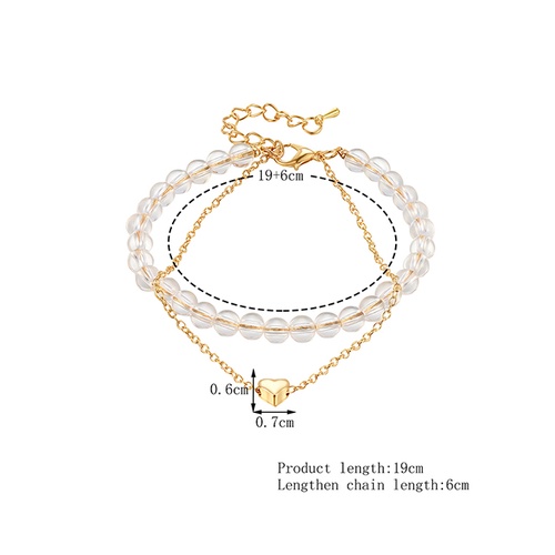 LRC Gelang Kaki Fashion White Alloy Double Transparent Bead W75238