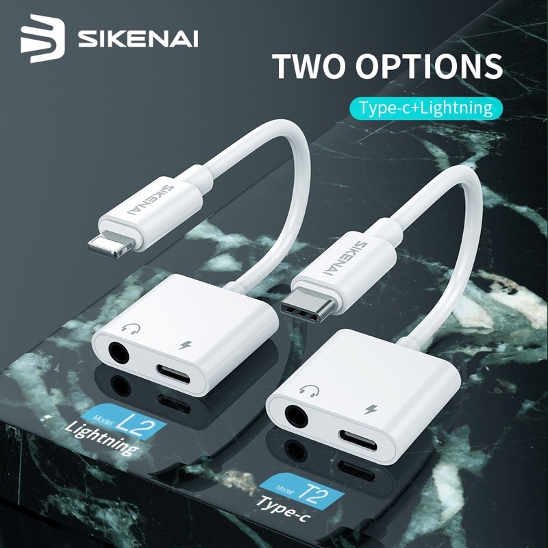 Kabel Audio SIKENAI Audio Cable L2 2in1 Lightning To Lightning + 3.5mm