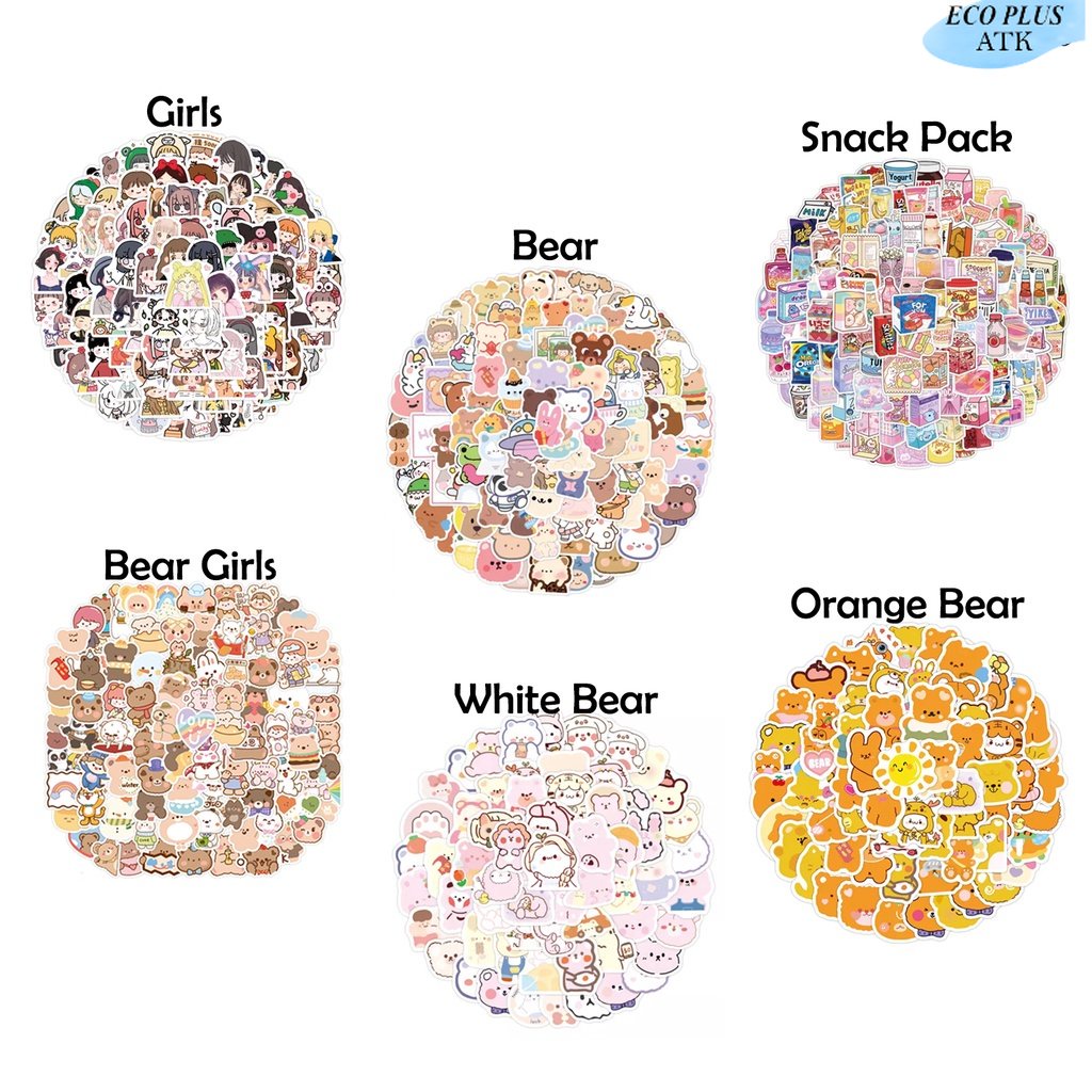 100 Sticker Graffiti Cute Cartoon DIY Decoration Waterproof Snack Girls Bear Thumbler