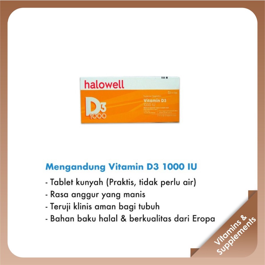 Hallowell Vitamin D3 1000 IU Tablet Kunyah
