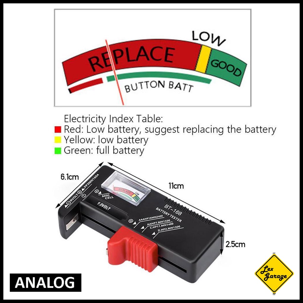 Battery Tester Alat Test Tes Cek Baterai Batre Analog Digital Pro