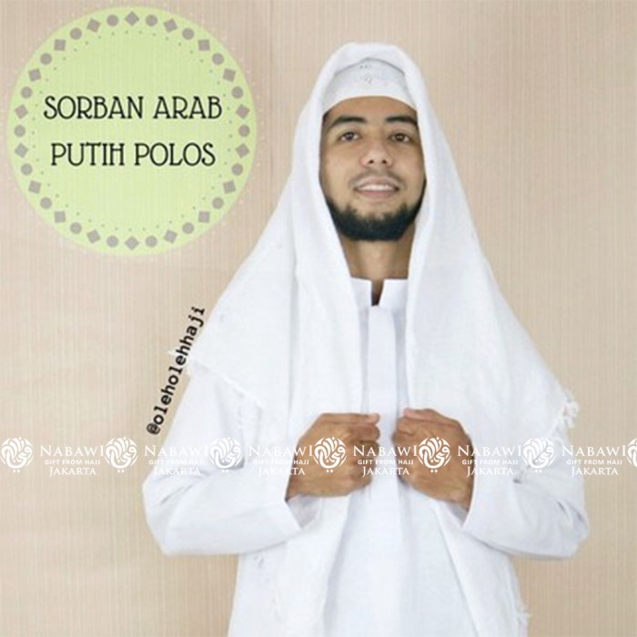 Sorban Sorban Arab Putih Polos Oleh Oleh Haji dan Umroh Nabawi Jakarta(A7Q0) Sorban Anak Sorban Hija