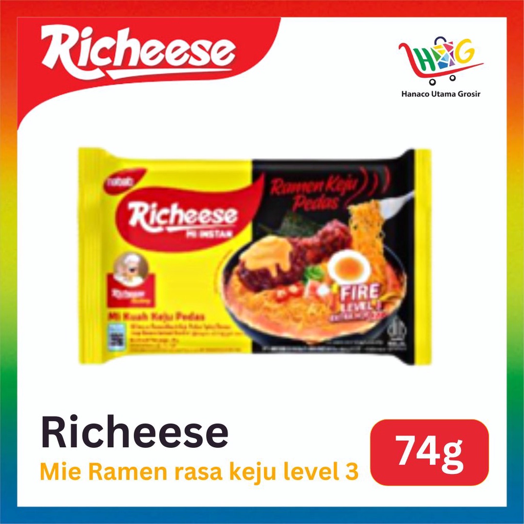 Richeese Mie Instan Goreng &amp; Ramen Pedas Level 0, 3, &amp; 5