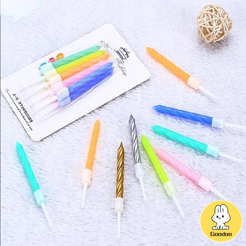 10pcs Lilin Kue Ulang Tahun Warna-Warni Tanpa Asap Untuk Dekorasi Anniversary -Doo