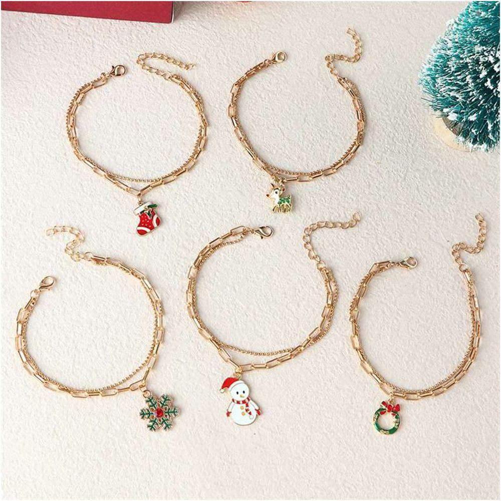 NEEDWAY Needway Wanita Gelang Trendi Niche Desain Elk Snowflake Snowman Gaya Korea Ornamen Festival