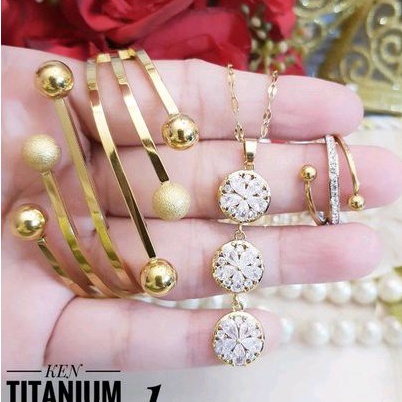 Titanium Set Perhiasan Boba Gold 309222