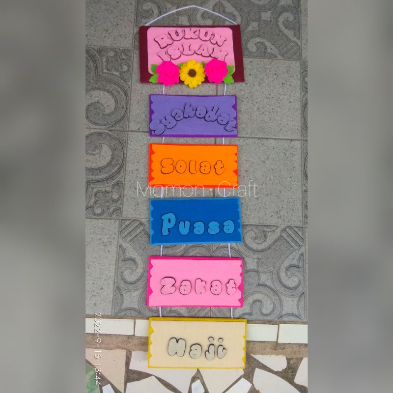 Hiasan Dinding Rukun Islam Kain Flanel