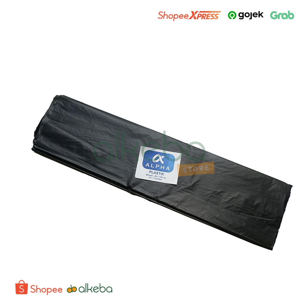 Trash Bag Hitam 90 x 120 cm Alpha Kantong Plastik Sampah Polybag isi 7 Lembar