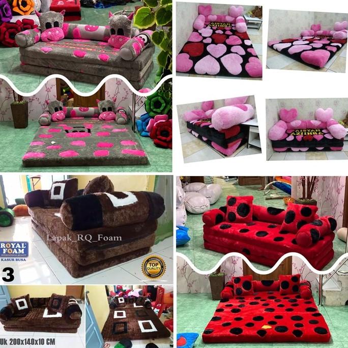 Kasur Lipat/Sofa bed Karakter Bulu Halus Rasfur Tebal 10 cm 2 in 1 always ready