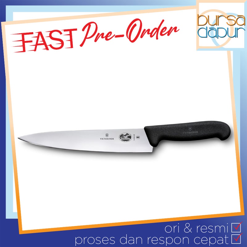 Pisau Victorinox [5.2003.28] Carving Knife 28 cm Black Fibrox Handle