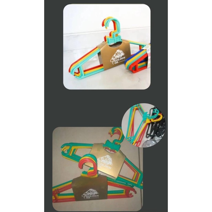 6 PCS HANGER GOLDEN OX HANGER WARNA WARNI PLASTIK BERKUALITAS