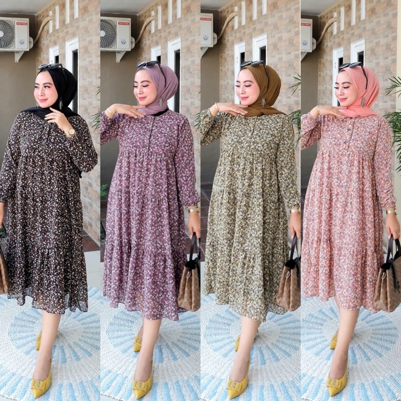 Midi dres motif bunga