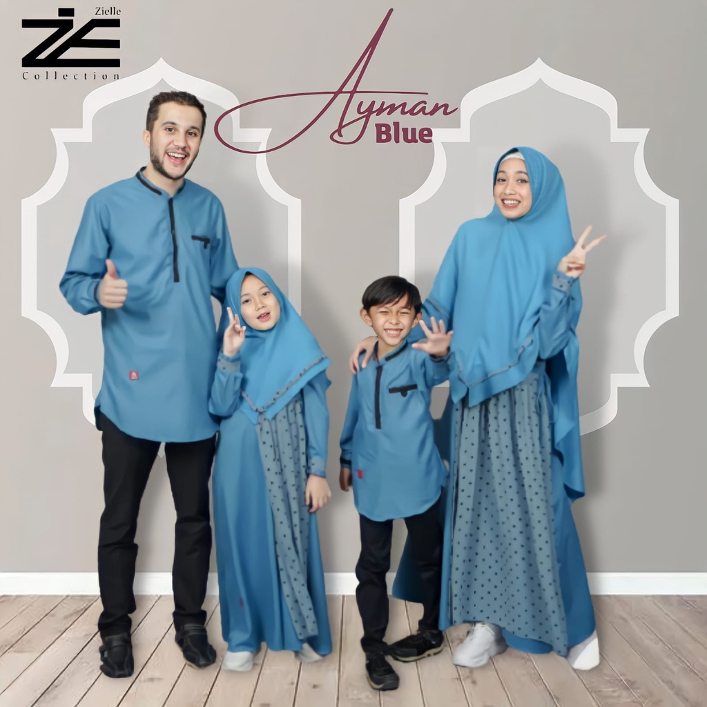 Baju couple keluarga muslim pasangan suami istri ayah ibu anak perempuan laki laki Toyobo Premium Ceruty brand arra original