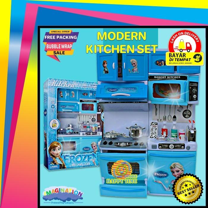 Toys Mainan Anak Masak Masakan Modern Kitchen Set Frozen Anna Dan Elsa Kado