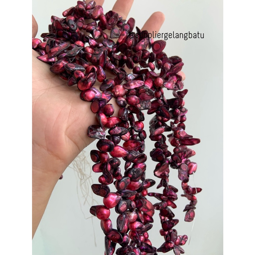 kerikil KERANG KESHI RED MAGENTA tetes OVAL fresh water shell BAROK