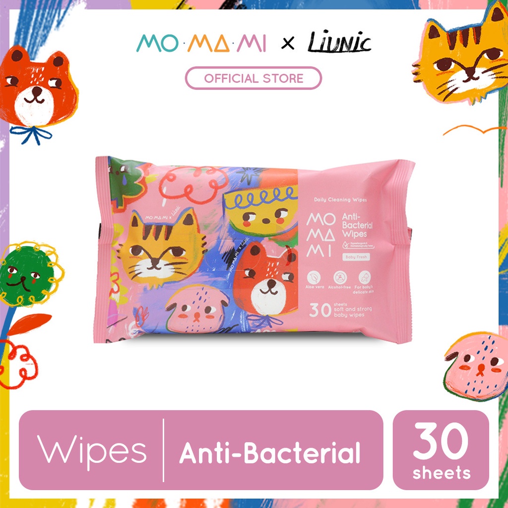 Tisu Basah Anti Bakteri Bayi Momami x Liunic Anti Bacterial Wipes